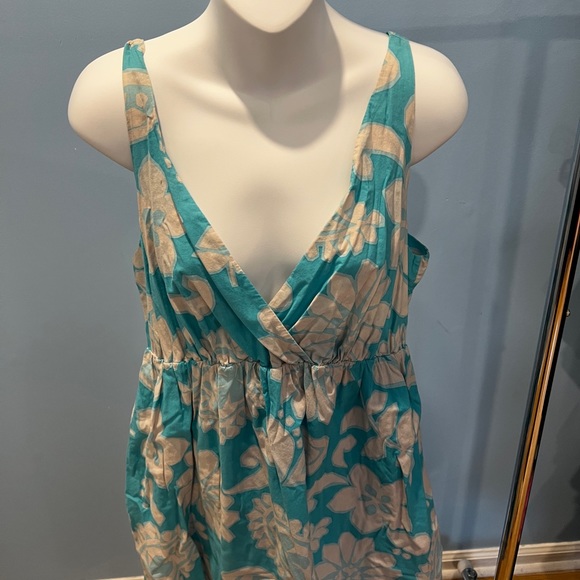 Women’s Large Old Navy Teal & White Floral Dress - Picture 2 of 5